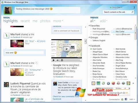 Captura de pantalla Windows Live Messenger para Windows 7