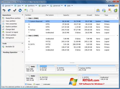 Captura de pantalla EASEUS Partition Master para Windows 7