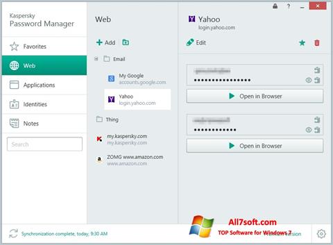 Captura de pantalla Kaspersky Password Manager para Windows 7