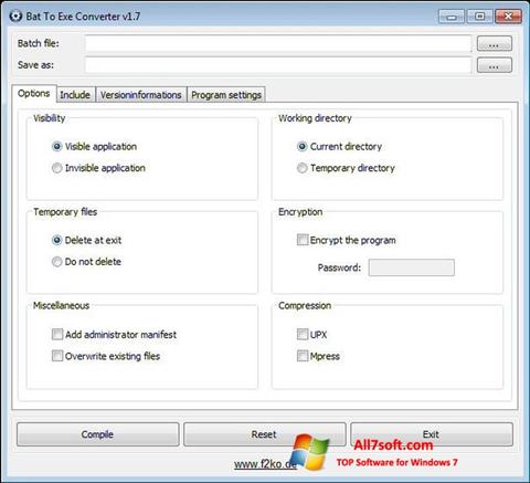 Captura de pantalla Bat To Exe Converter para Windows 7