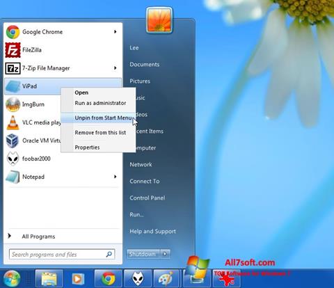 Captura de pantalla ViStart para Windows 7