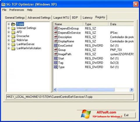 Captura de pantalla TCP Optimizer para Windows 7