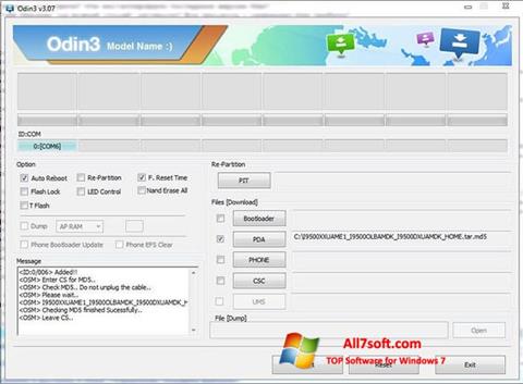 Captura de pantalla Odin para Windows 7