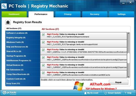 Captura de pantalla Registry Mechanic para Windows 7