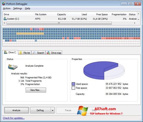 Captura de pantalla Defraggler para Windows 7