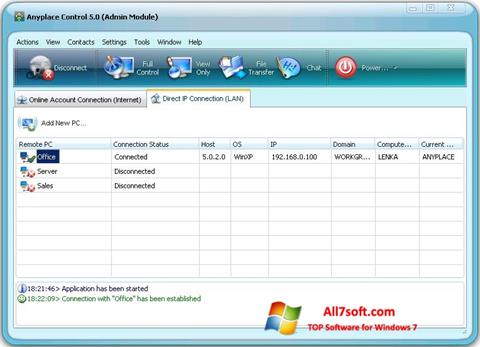 Captura de pantalla Anyplace Control para Windows 7