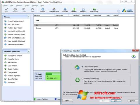 Captura de pantalla AOMEI Partition Assistant para Windows 7