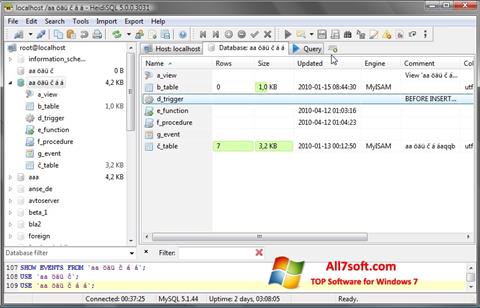 Captura de pantalla HeidiSQL para Windows 7