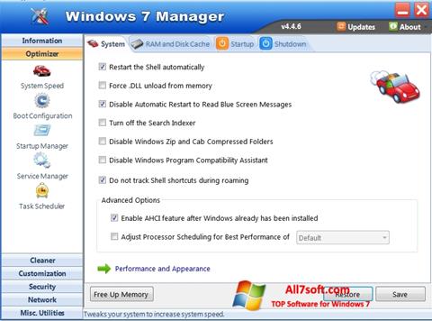 Captura de pantalla Windows 7 Manager para Windows 7