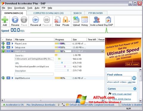 Captura de pantalla Download Accelerator Plus para Windows 7