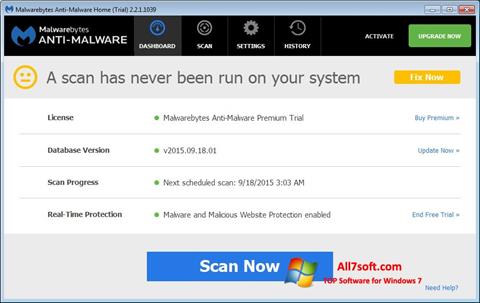 Captura de pantalla Malwarebytes Anti-Malware Free para Windows 7