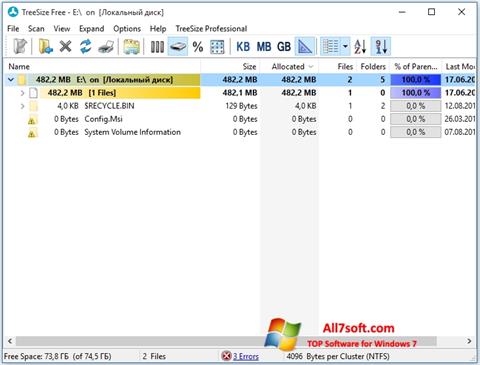 Captura de pantalla TreeSize Free para Windows 7