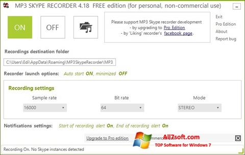 Captura de pantalla MP3 Skype Recorder para Windows 7