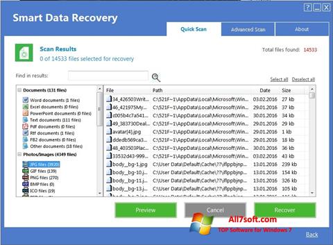 Captura de pantalla Smart Data Recovery para Windows 7