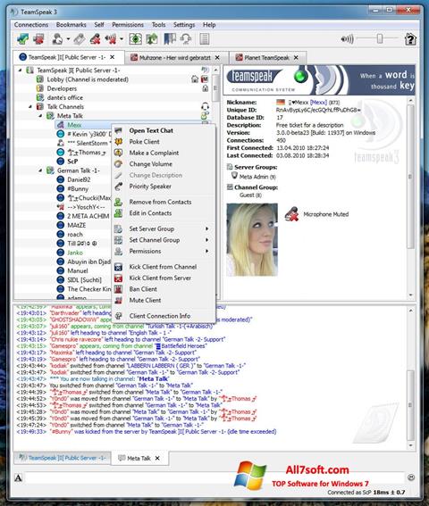 Captura de pantalla TeamSpeak para Windows 7