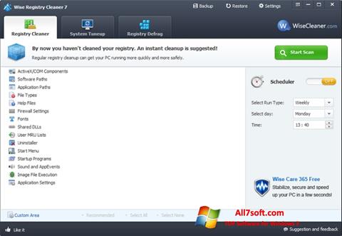 Captura de pantalla Wise Registry Cleaner para Windows 7