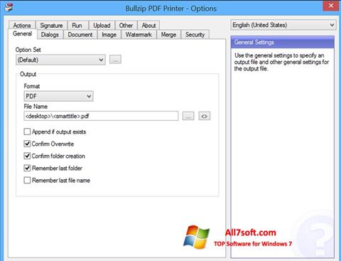 Captura de pantalla BullZip PDF Printer para Windows 7