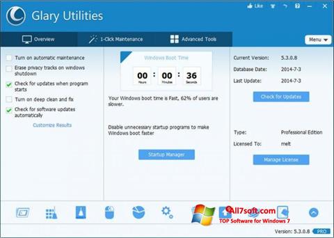 Captura de pantalla Glary Utilities Pro para Windows 7