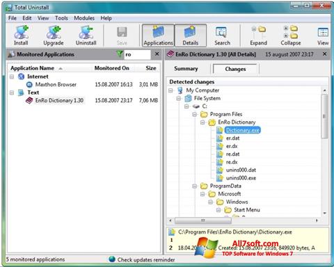 Captura de pantalla Total Uninstall para Windows 7