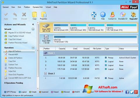 Captura de pantalla MiniTool Partition Wizard para Windows 7