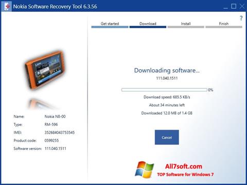 Captura de pantalla Nokia Software Recovery Tool para Windows 7