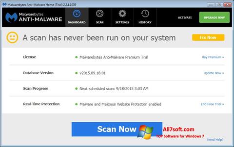Captura de pantalla Malwarebytes Anti-Malware para Windows 7