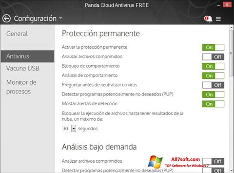 Captura de pantalla Panda Cloud para Windows 7