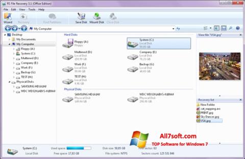 Captura de pantalla RS File Recovery para Windows 7