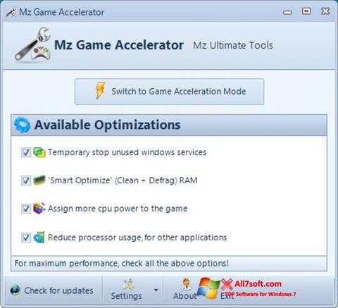Captura de pantalla Mz Game Accelerator para Windows 7