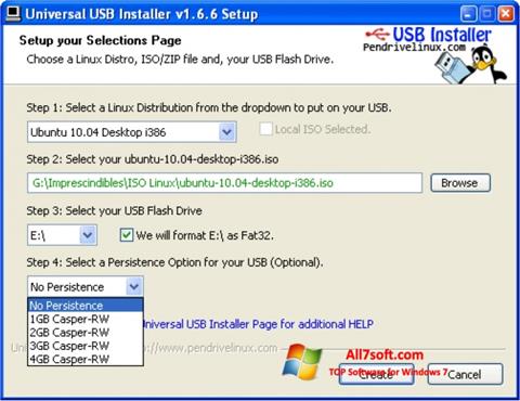 Captura de pantalla Universal USB Installer para Windows 7