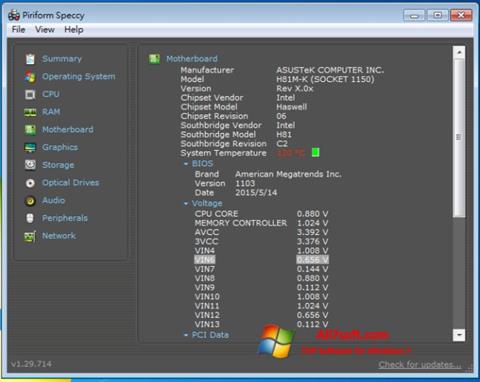 Captura de pantalla Speccy para Windows 7