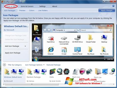Captura de pantalla IconPackager para Windows 7