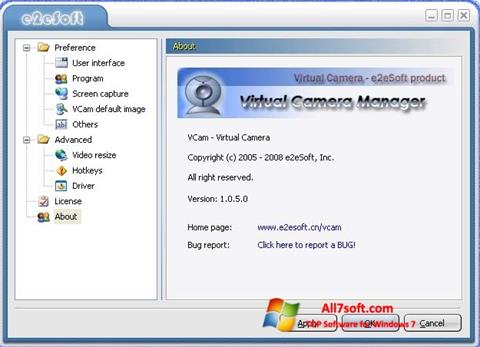 Captura de pantalla VCam para Windows 7