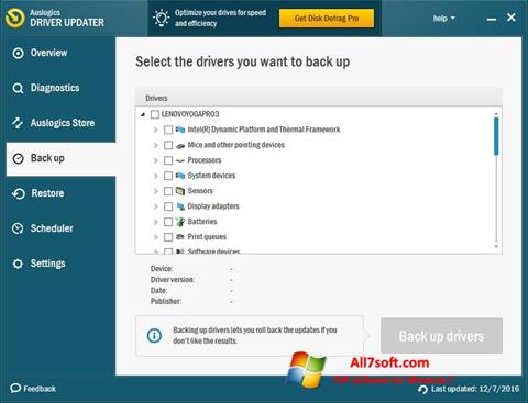 Captura de pantalla Auslogics Driver Updater para Windows 7