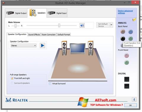 Captura de pantalla Realtek HD Audio para Windows 7