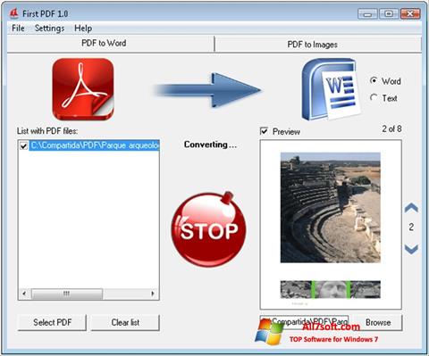 Captura de pantalla First PDF para Windows 7