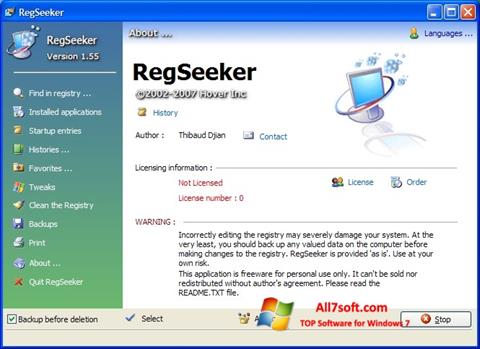 Captura de pantalla RegSeeker para Windows 7