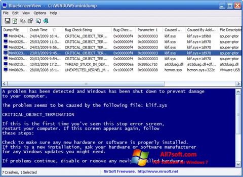 Captura de pantalla BlueScreenView para Windows 7