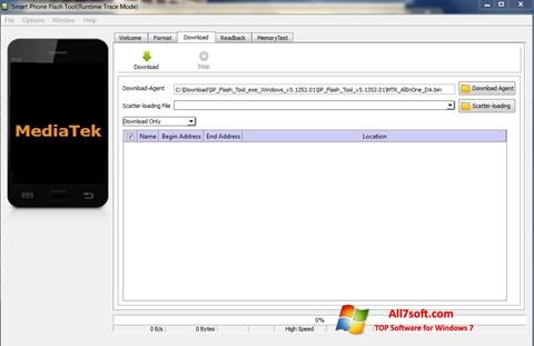 Captura de pantalla FlashTool para Windows 7