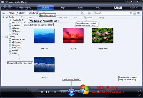 Captura de pantalla Media Player para Windows 7