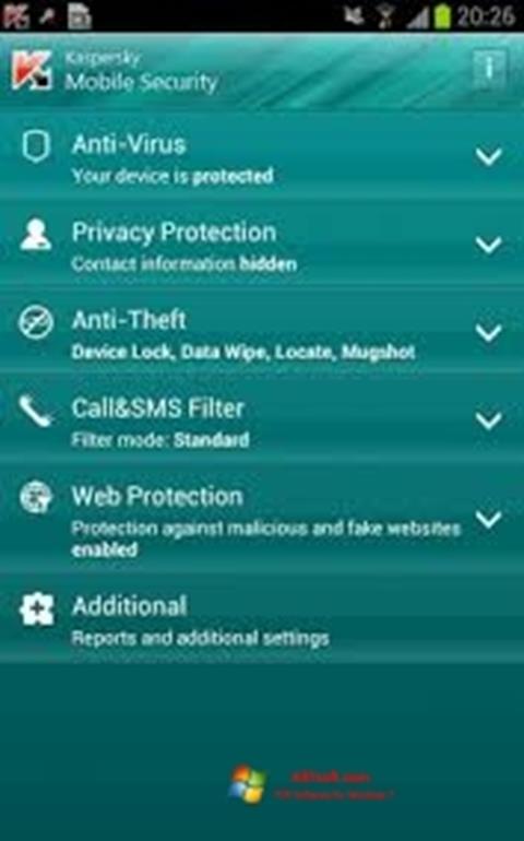 Captura de pantalla Kaspersky Mobile Security para Windows 7