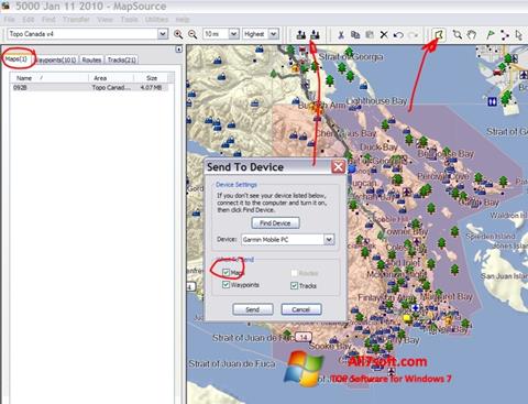 Captura de pantalla MapSource para Windows 7