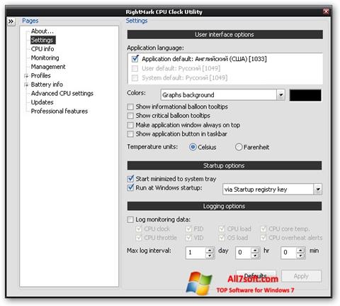 Captura de pantalla RMClock para Windows 7
