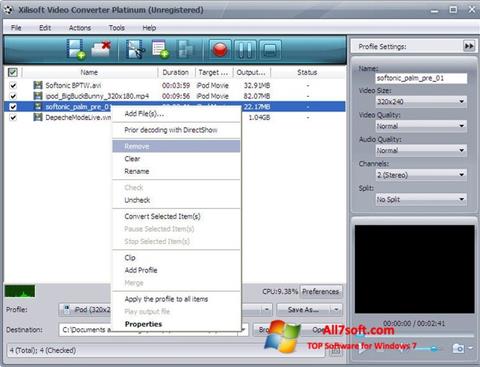 Captura de pantalla Xilisoft Video Converter para Windows 7