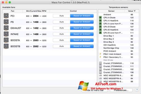 Captura de pantalla Macs Fan Control para Windows 7