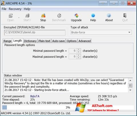 Captura de pantalla Advanced Archive Password Recovery para Windows 7