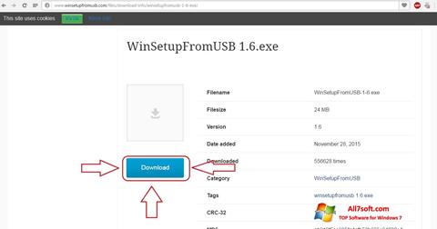 Captura de pantalla WinSetupFromUSB para Windows 7